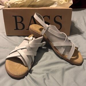 Bass White Leather Crisscross Slingback Sandals